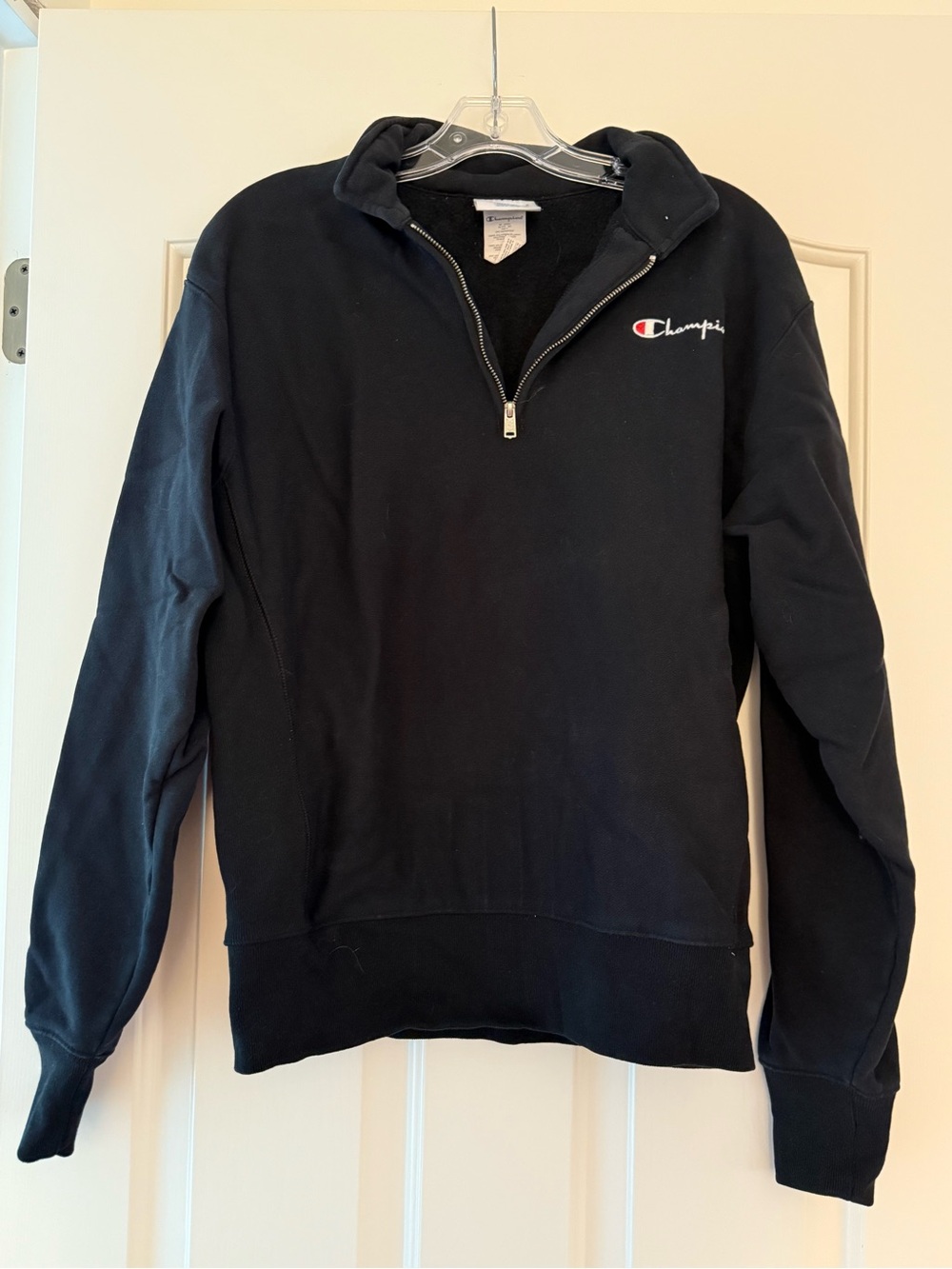 Champion Unisex Black Quarter-Zip Long Sleeve Black Sweatshirt Pullover